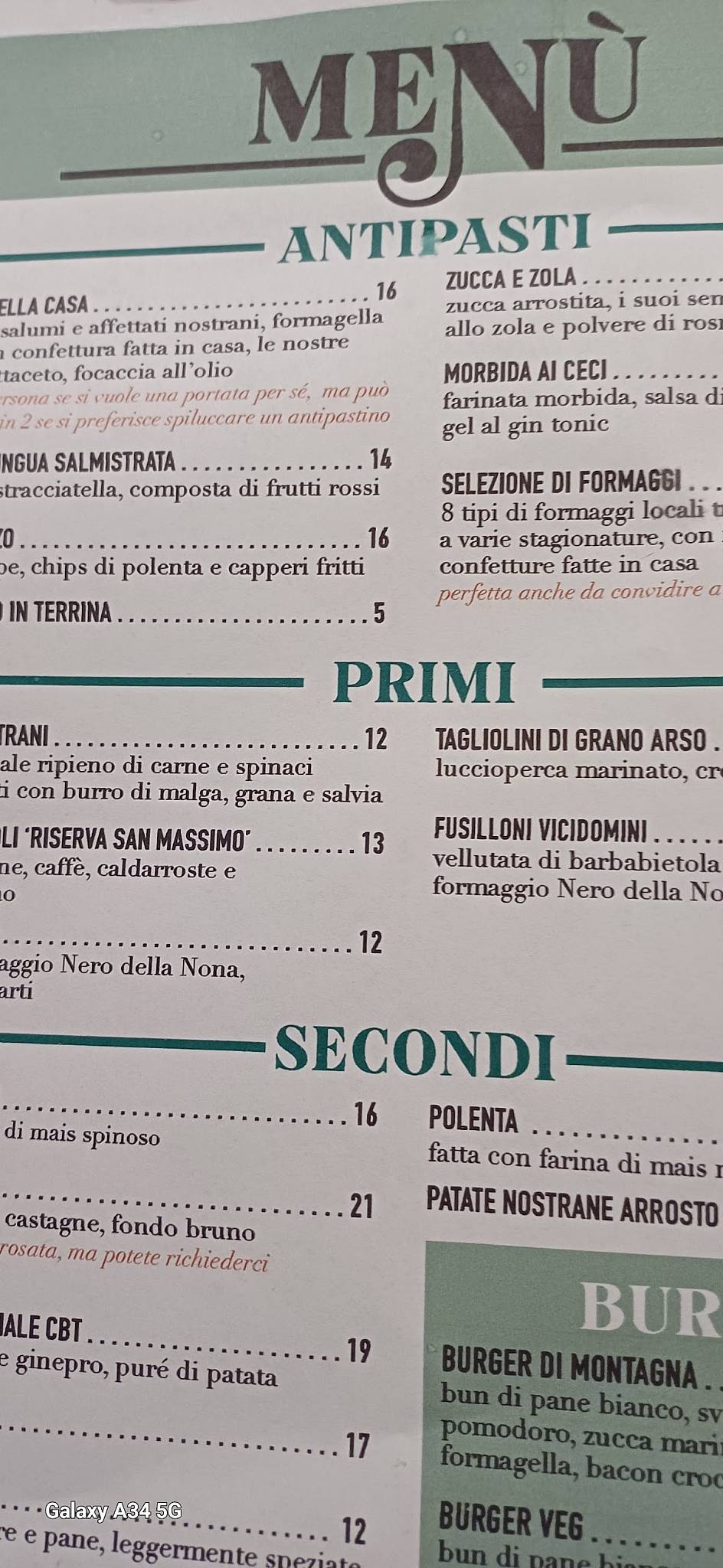 Menu di Navertino Trattoria e Bed&Breakfast 