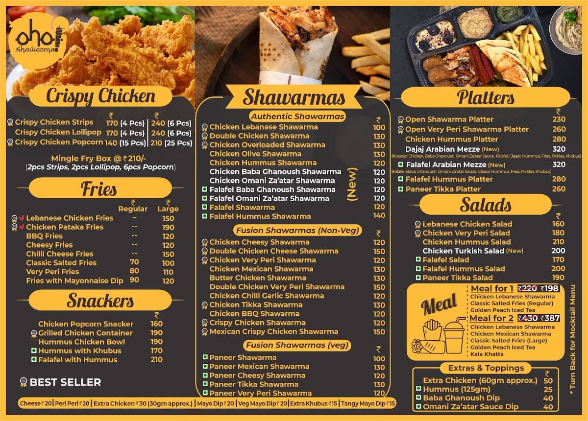 Oho Shawarma Taloja menu