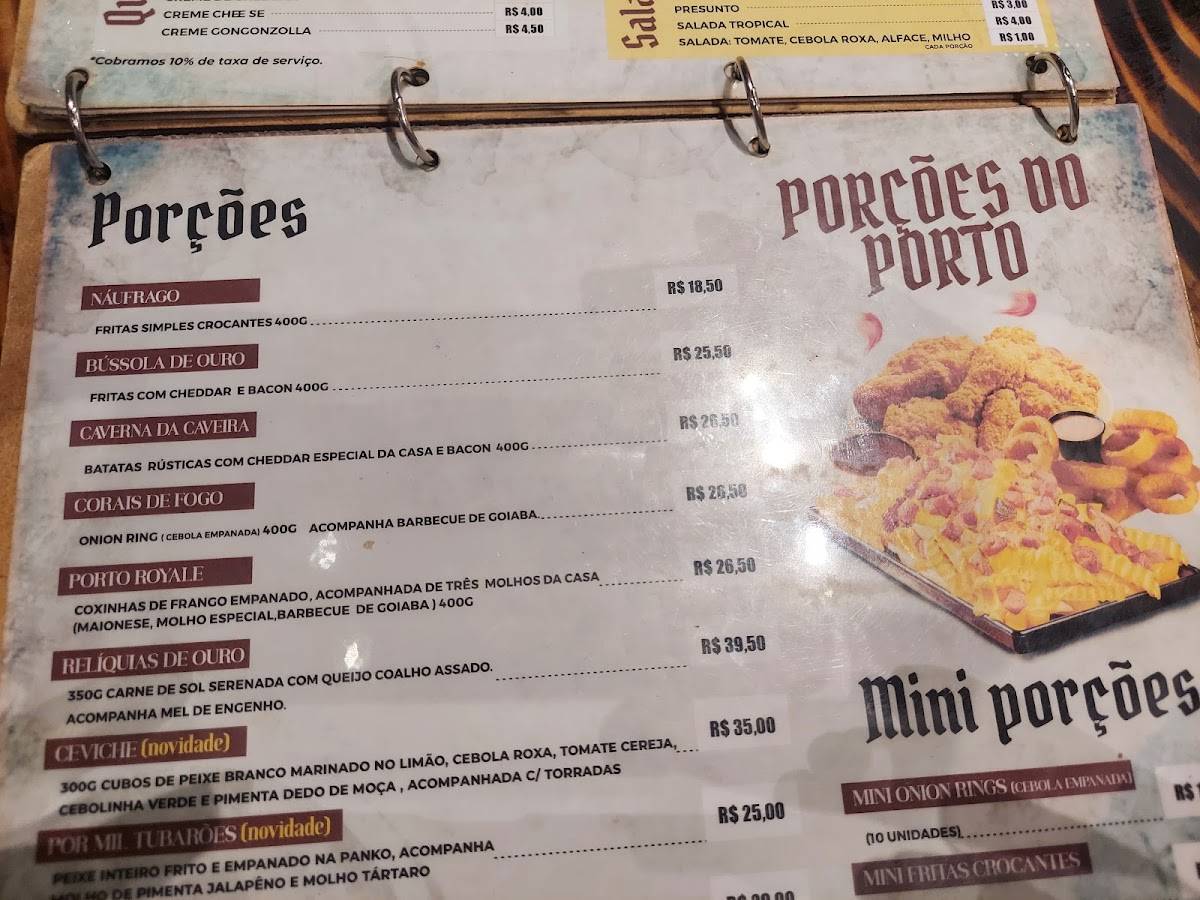 Navio Pirata Hambúrgueria cardápio