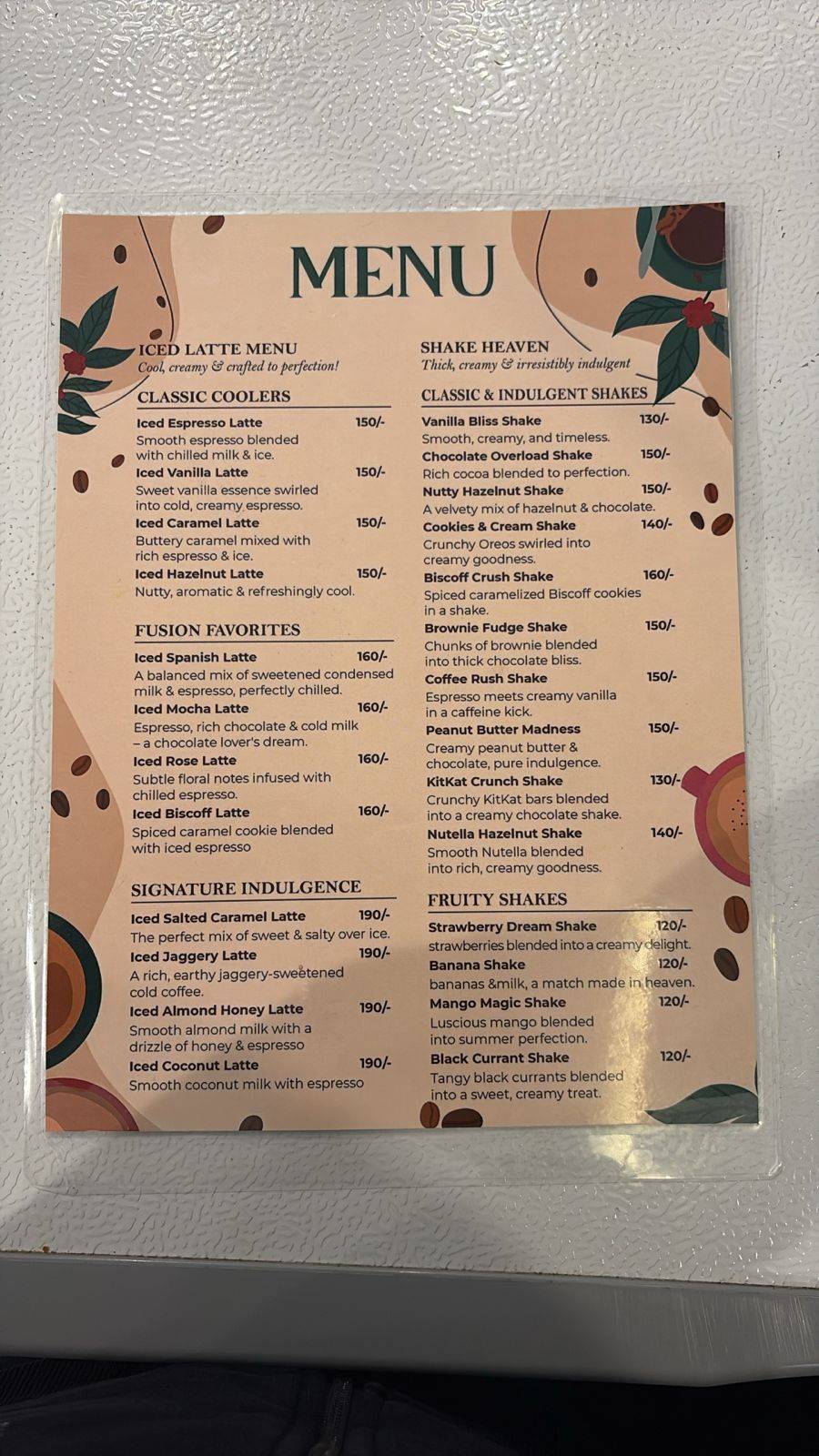 Nescafe cafe menu