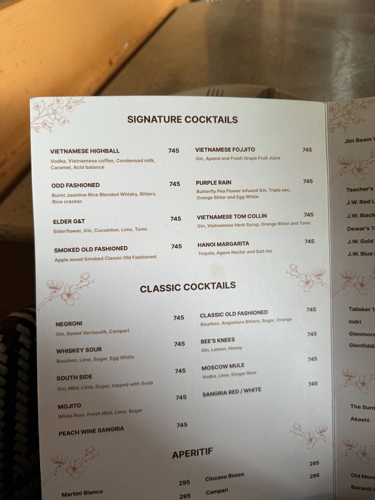 CHÔ - Asian Terrace & Cocktail Bar menu