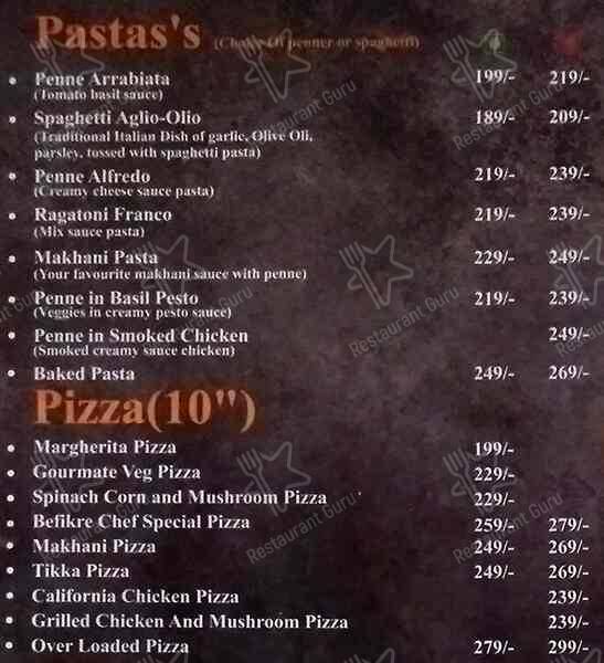 Cafe befikre menu