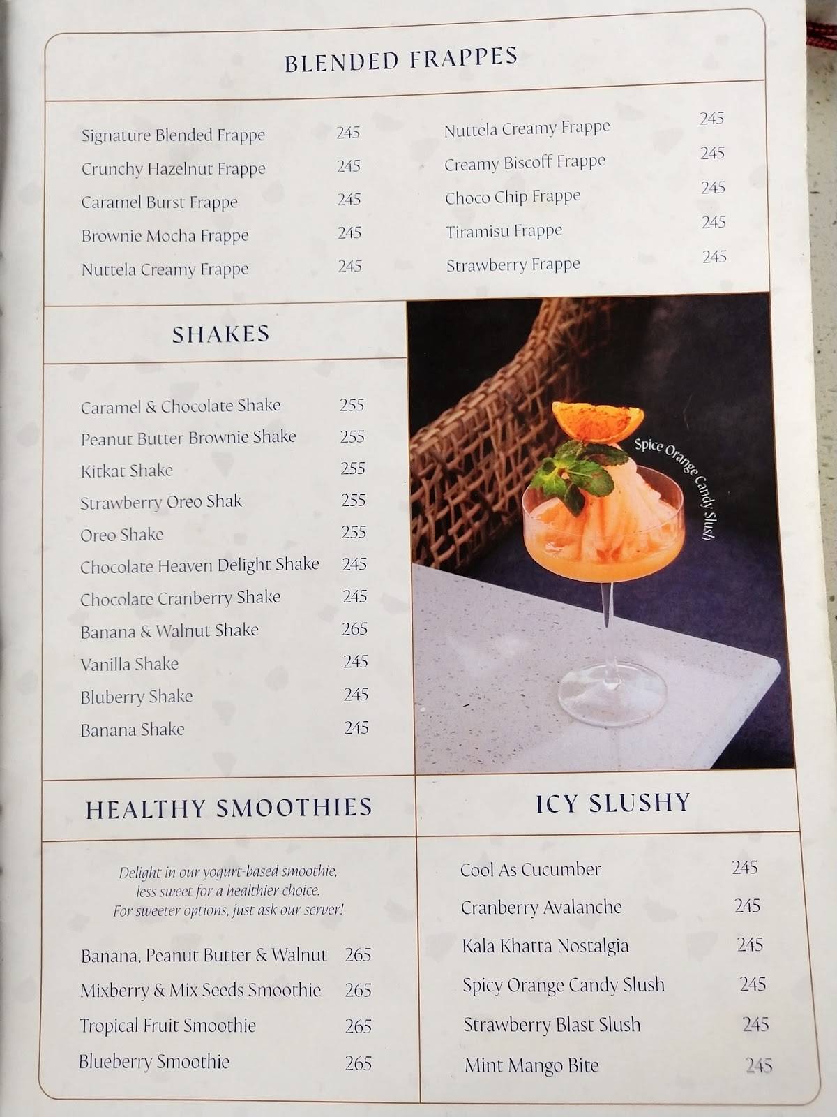 Signature Cafe Delhi menu