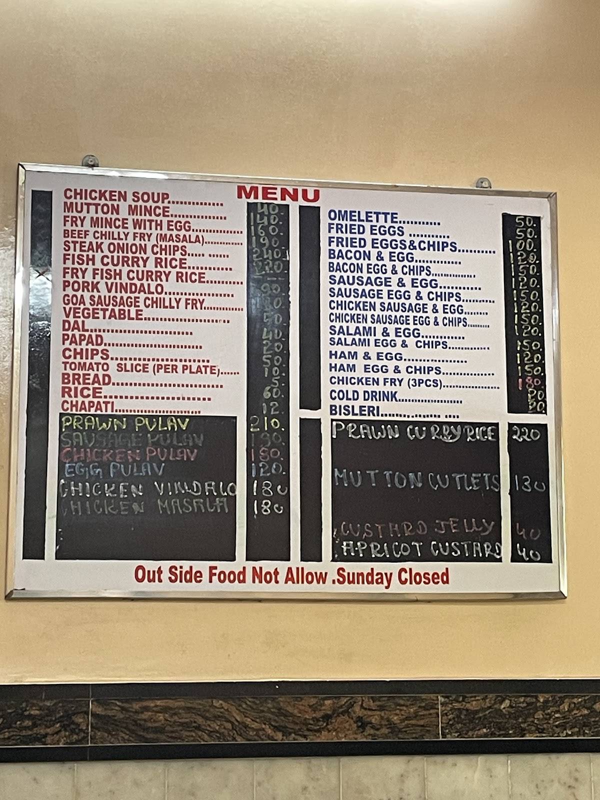 New Martin Hotel menu