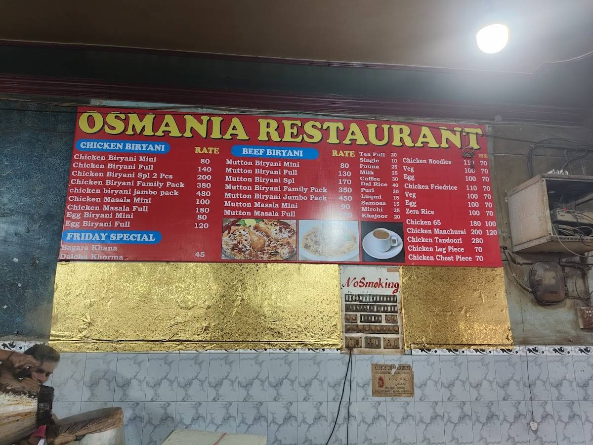 New Osmania Restaurant & Bakery menu