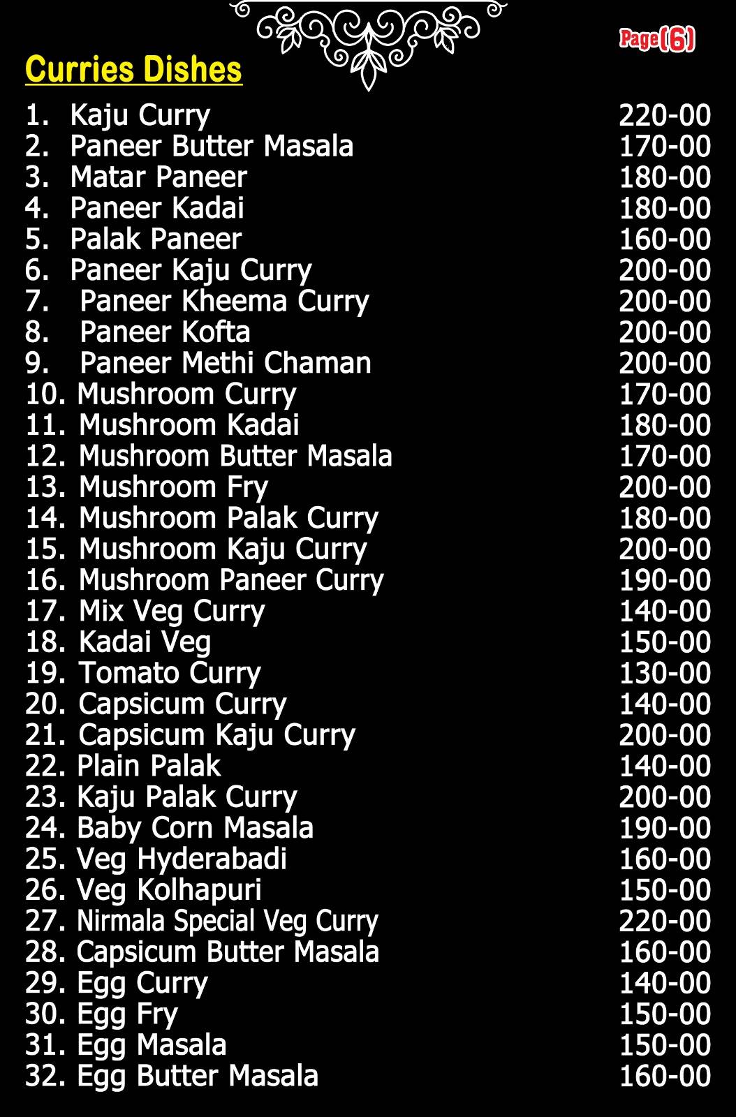 Nirmala Bakery And Restaurant menu