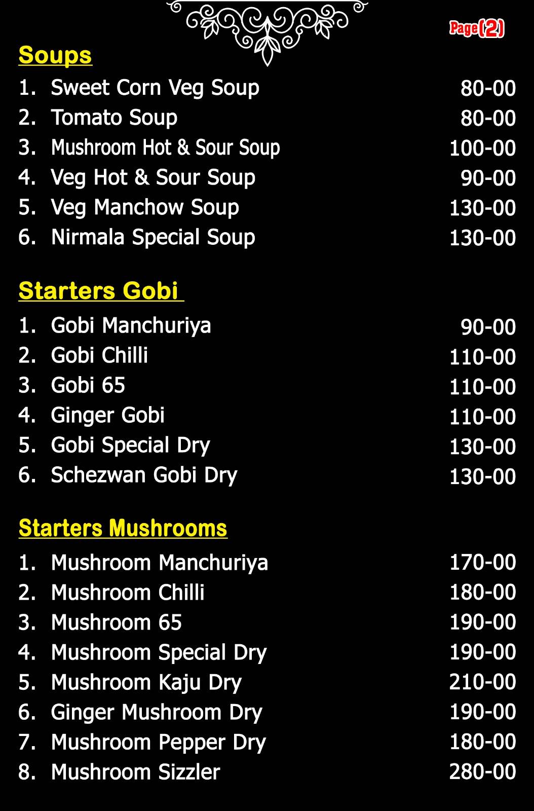 Nirmala Bakery And Restaurant menu