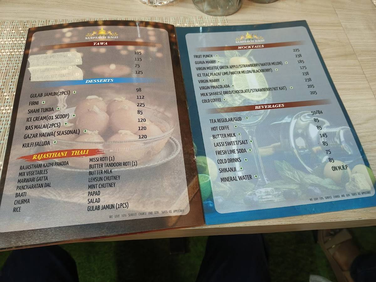 Sarpanch Bagh - A Modern Village Restaurant menu