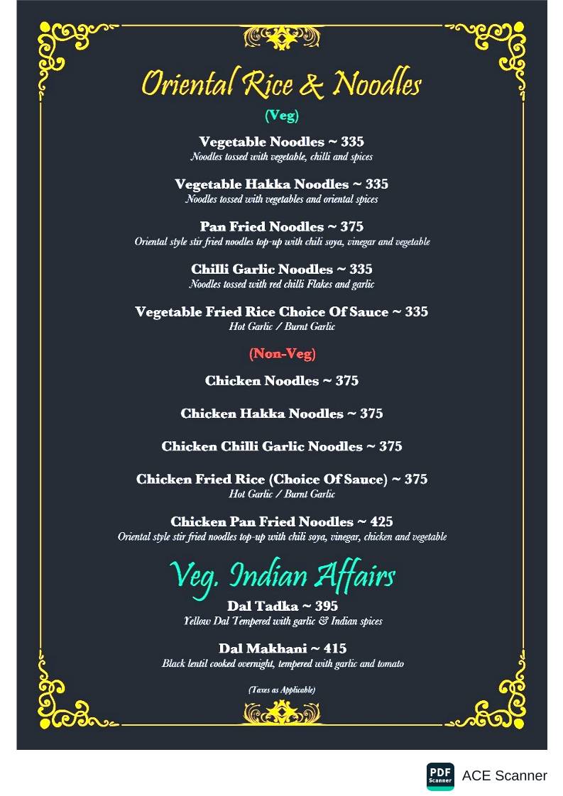 Trees and Treats menu