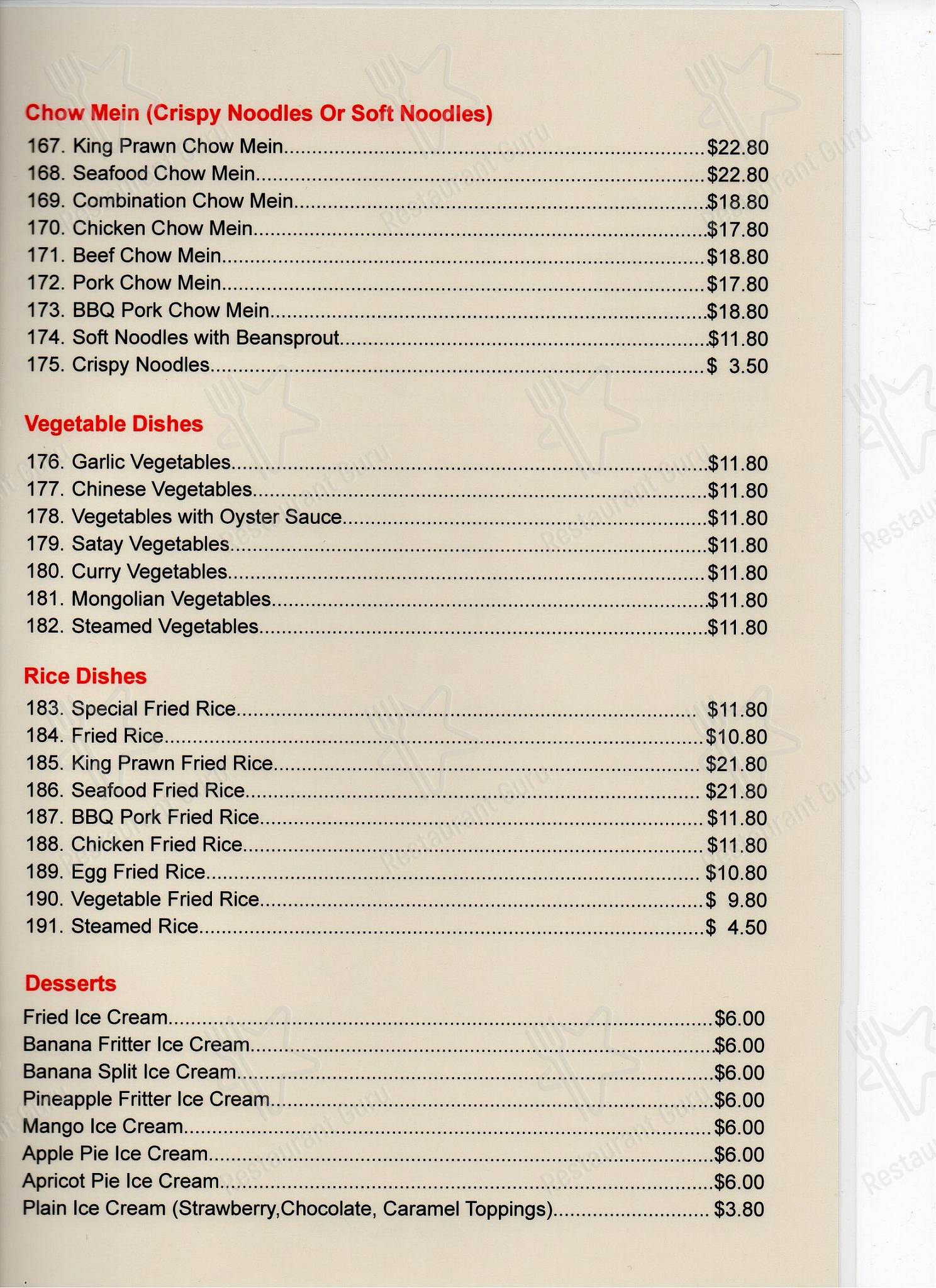 Menu at Panda Chinese Restaurant & Take Away, Northam