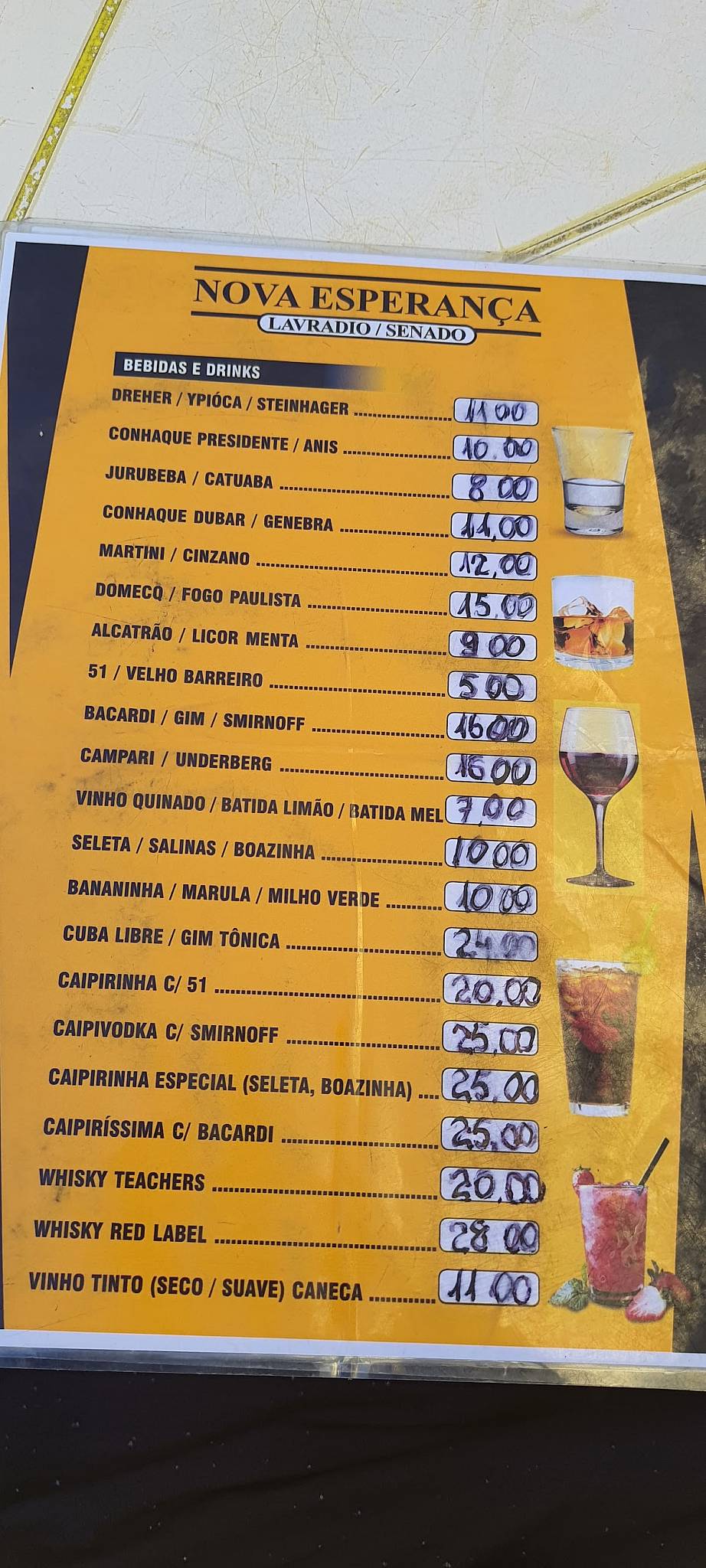 Nova Esperança cardápio