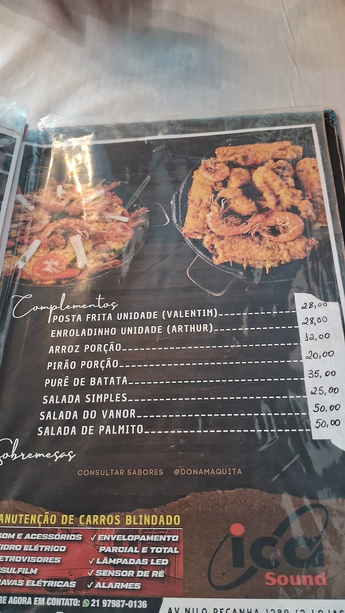 Peixe do Vanor cardápio