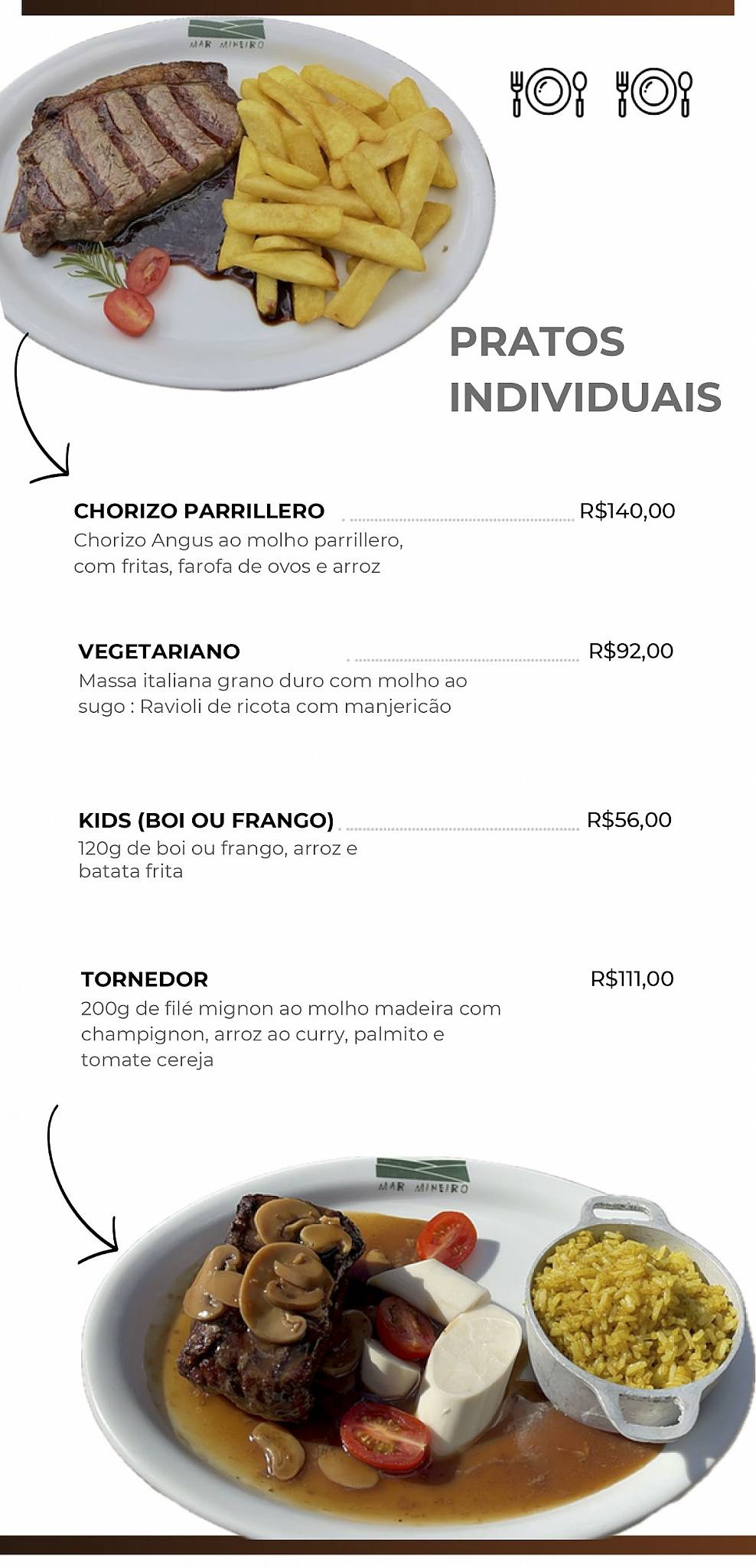 Mar Mineiro Restaurante - Macacos cardápio