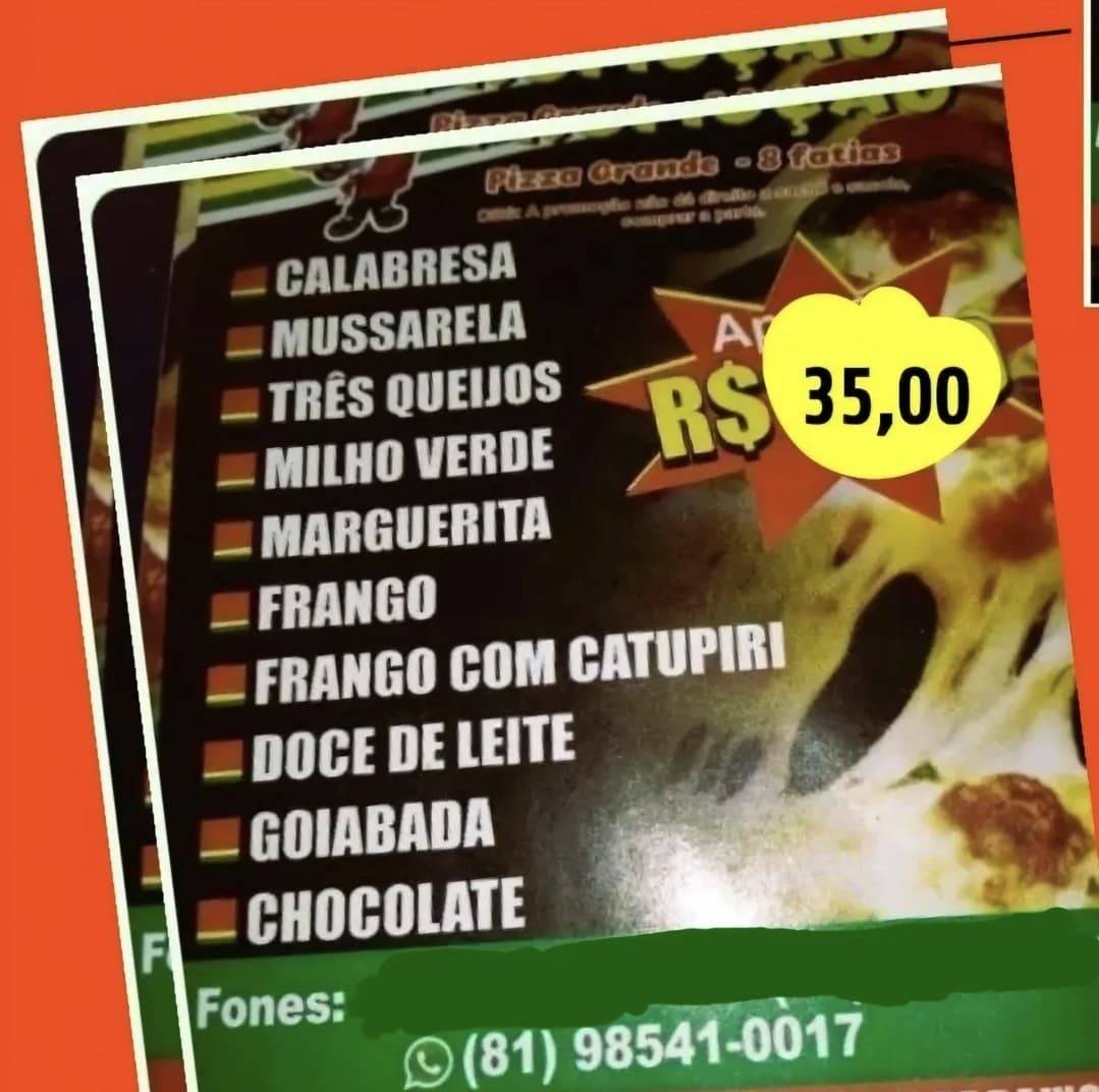 Nunes Pizza cardápio