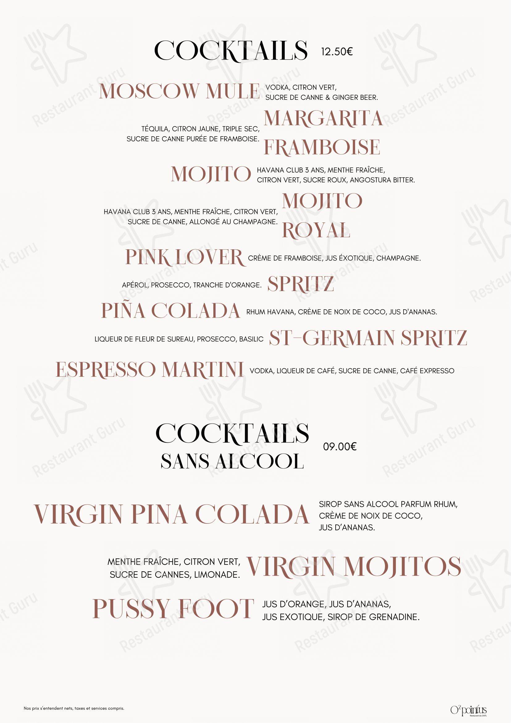 Menu pour O'2 Pointus - Menu bar