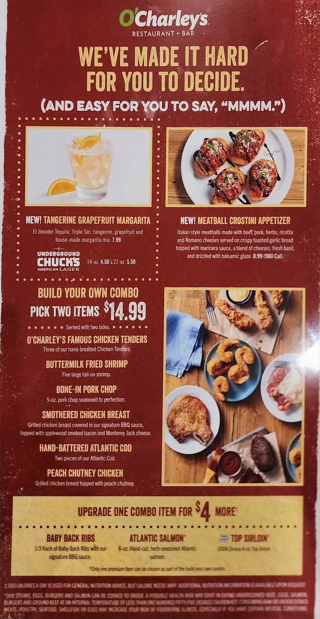 Menu at O'Charley's Restaurant & Bar, Springfield