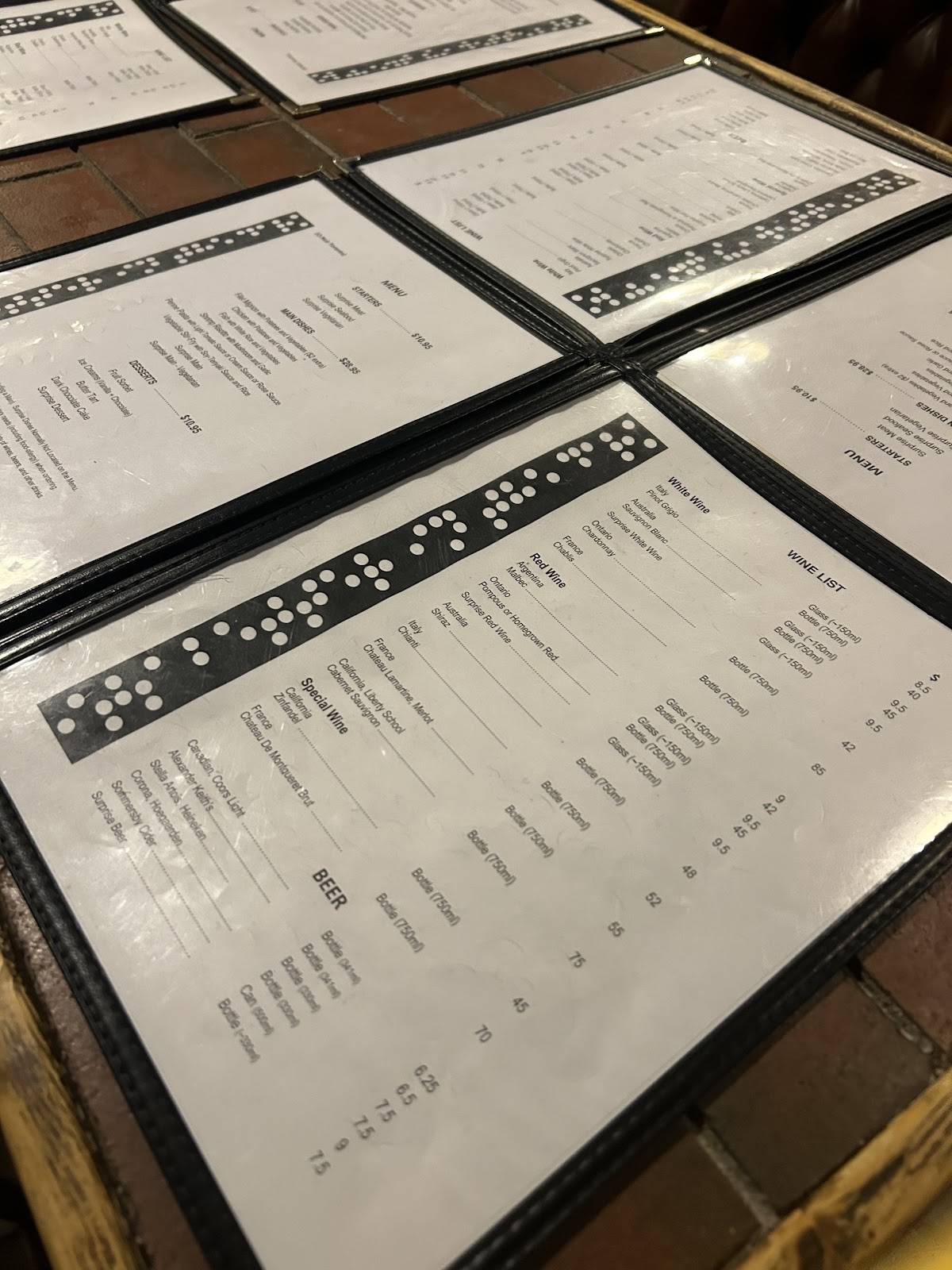 Menu de ONoir Toronto