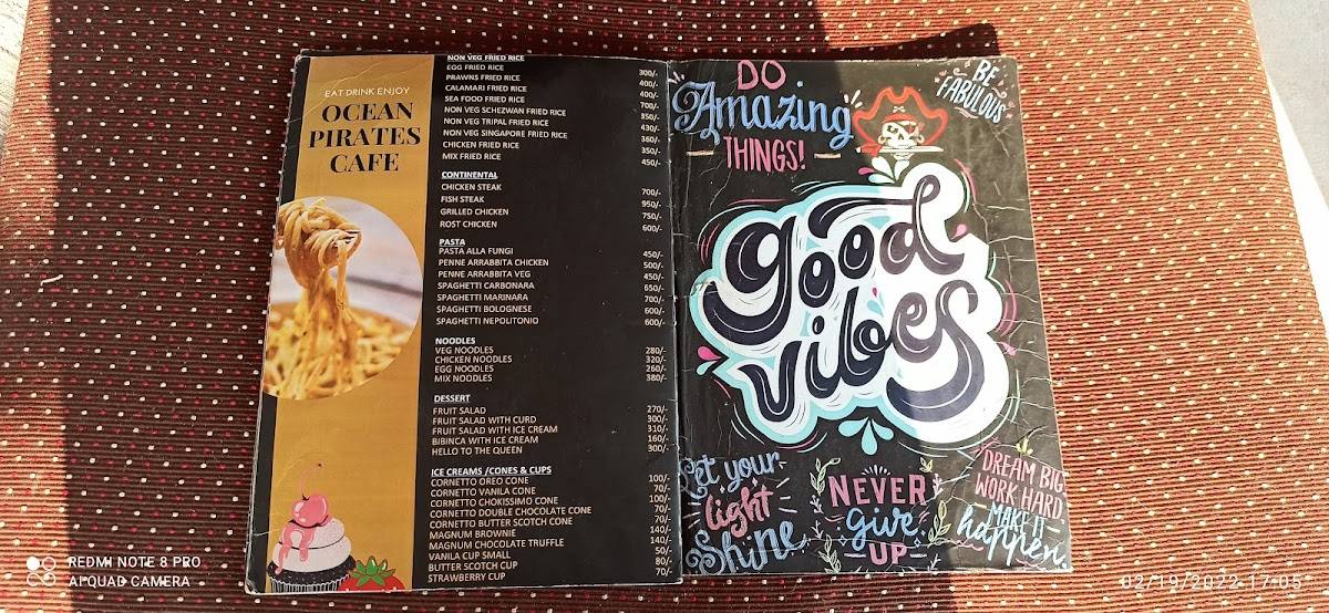 Ocean Pirate's Cafe menu