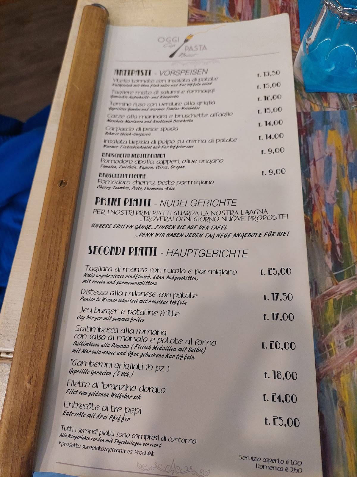 Menu di Oggi Pasta 