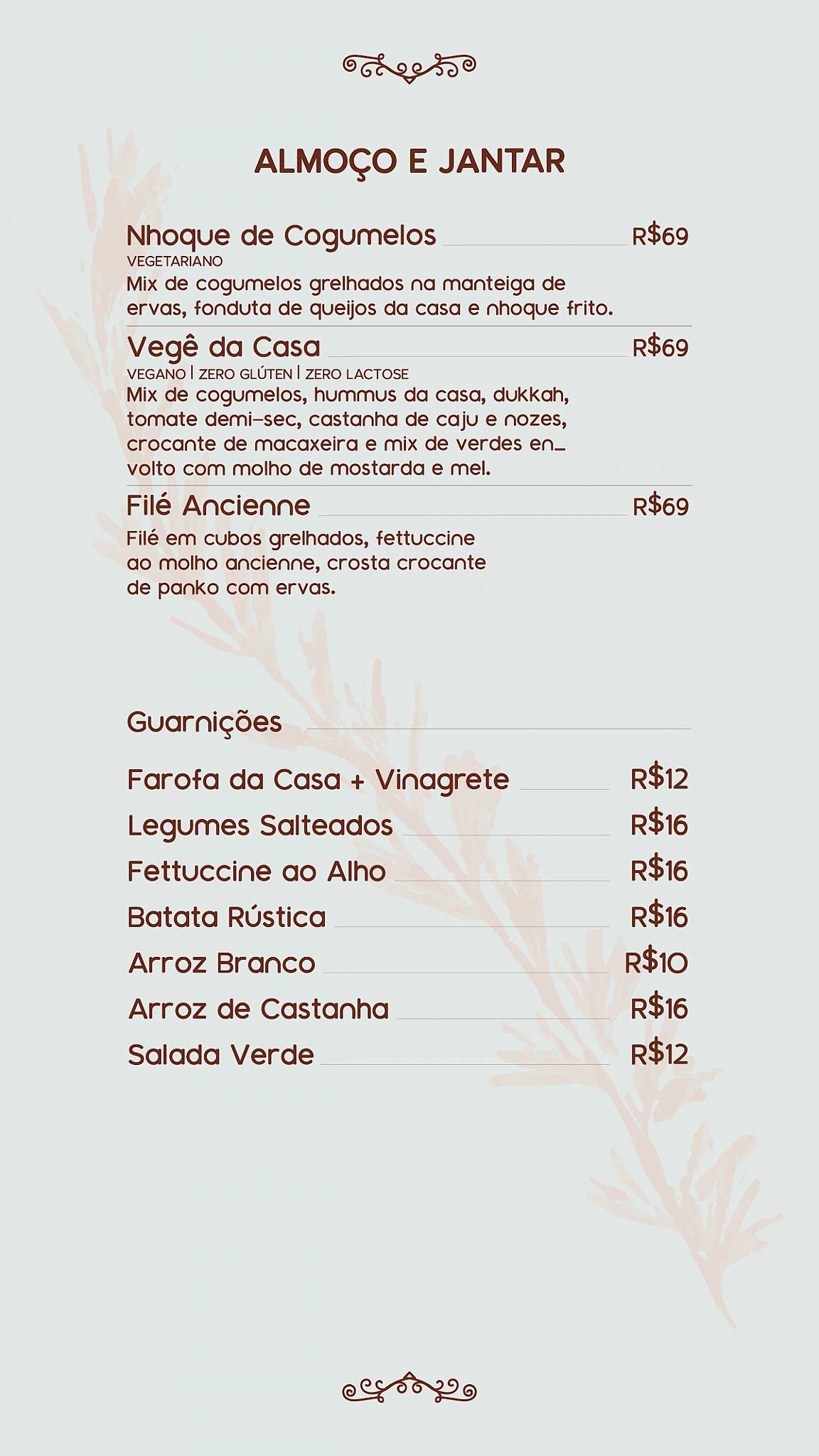 Olegária Cozinha Informal cardápio