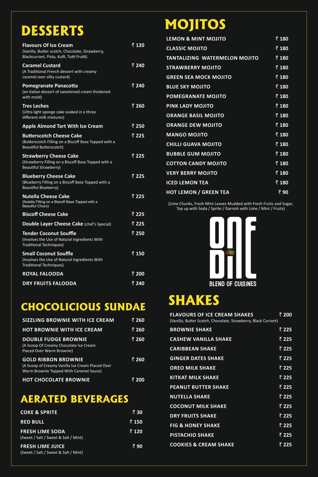 One Dine Tirupur menu
