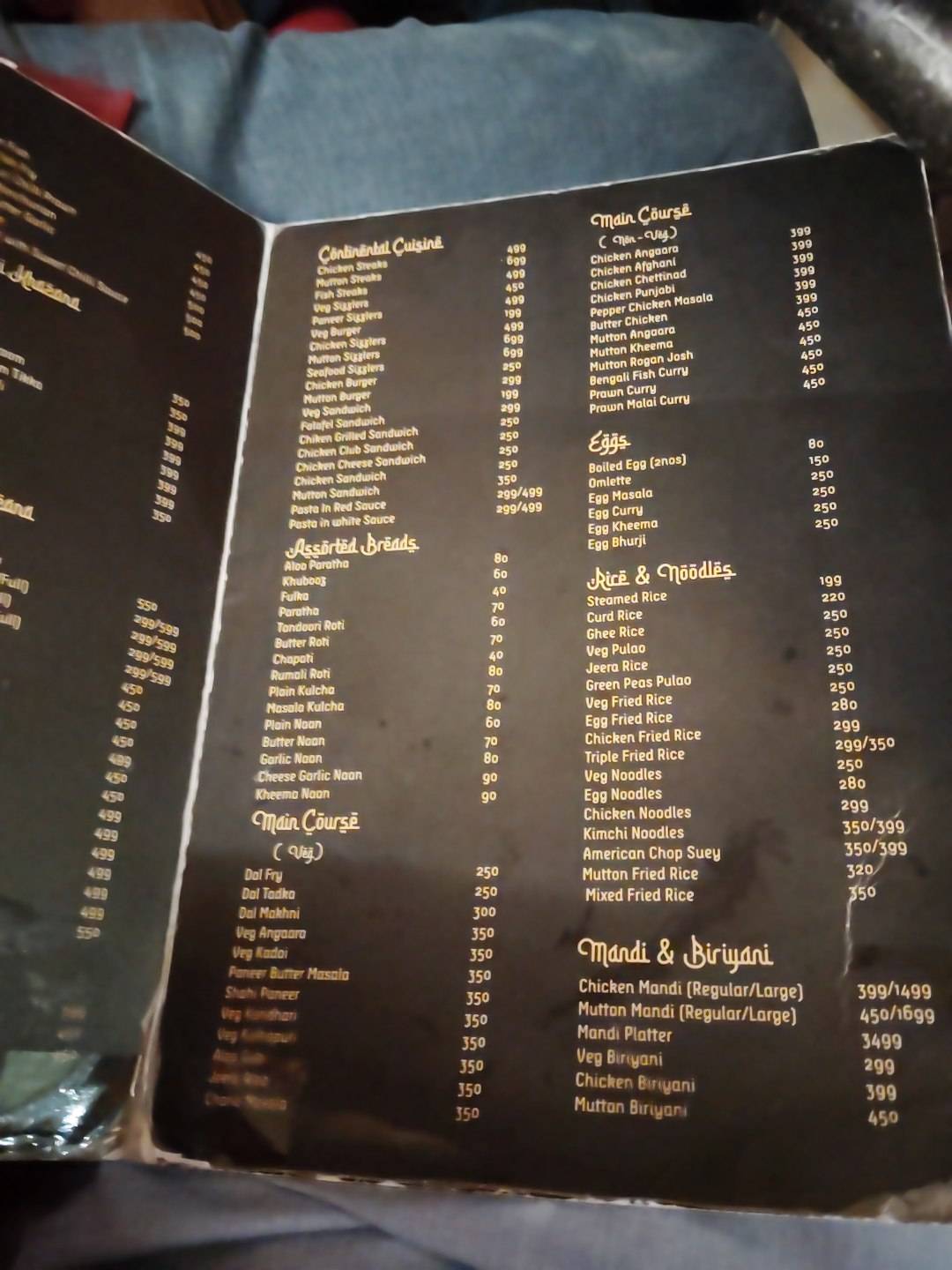 Angaara Restaurant Ooty menu