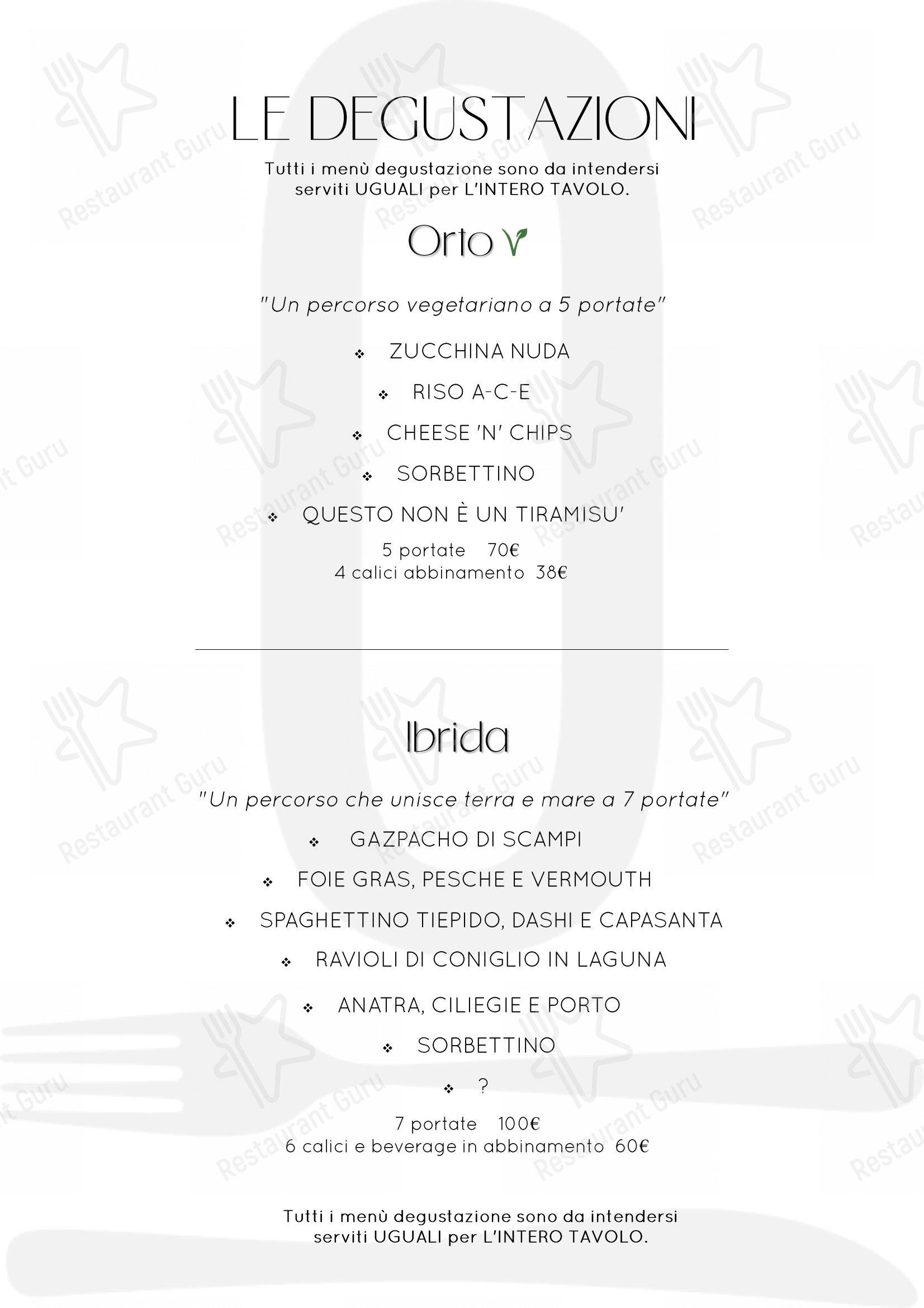 Ночное меню per Ristorante Opificio in Noventana