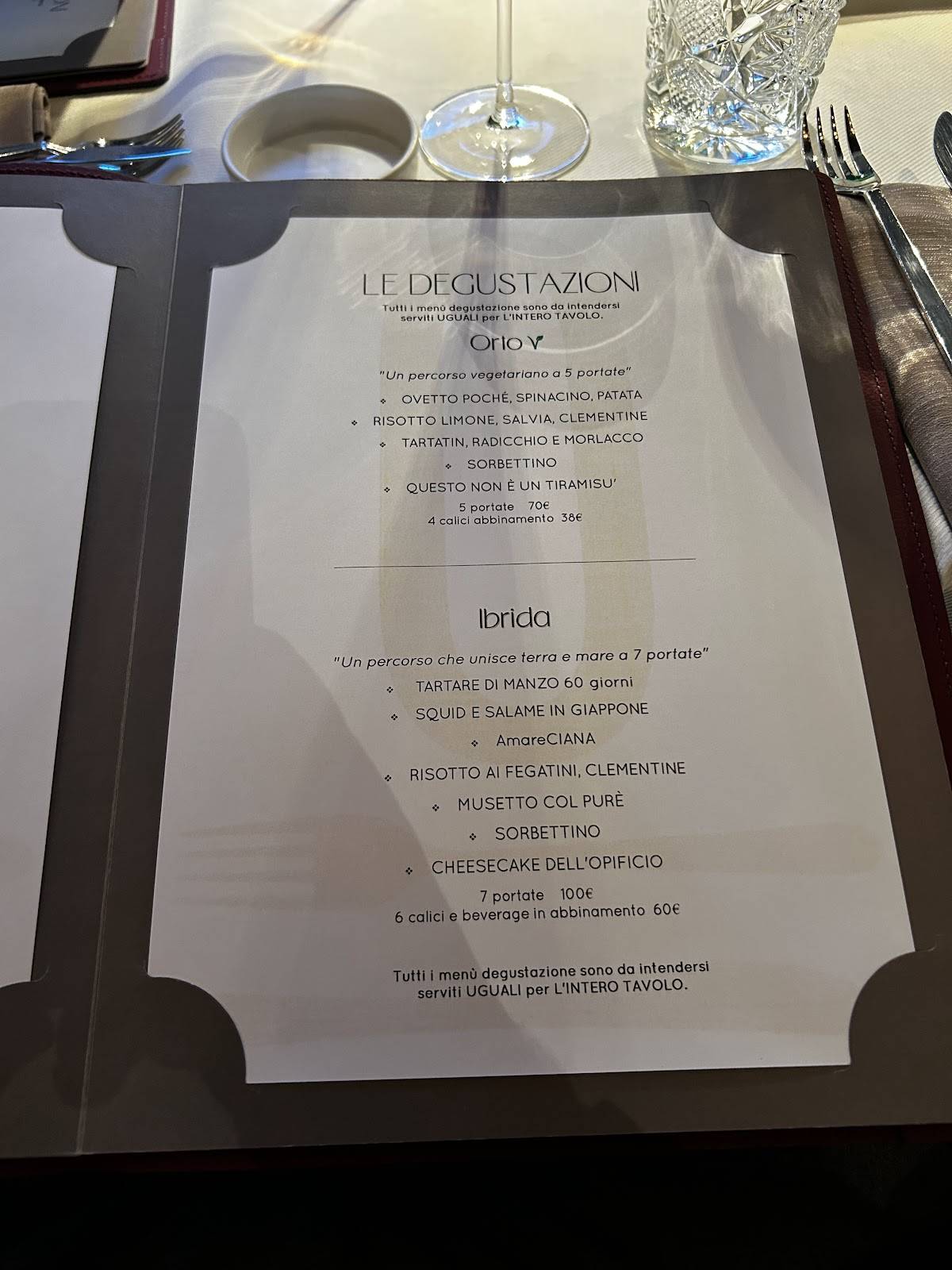 Menu di Ristorante Opificio 