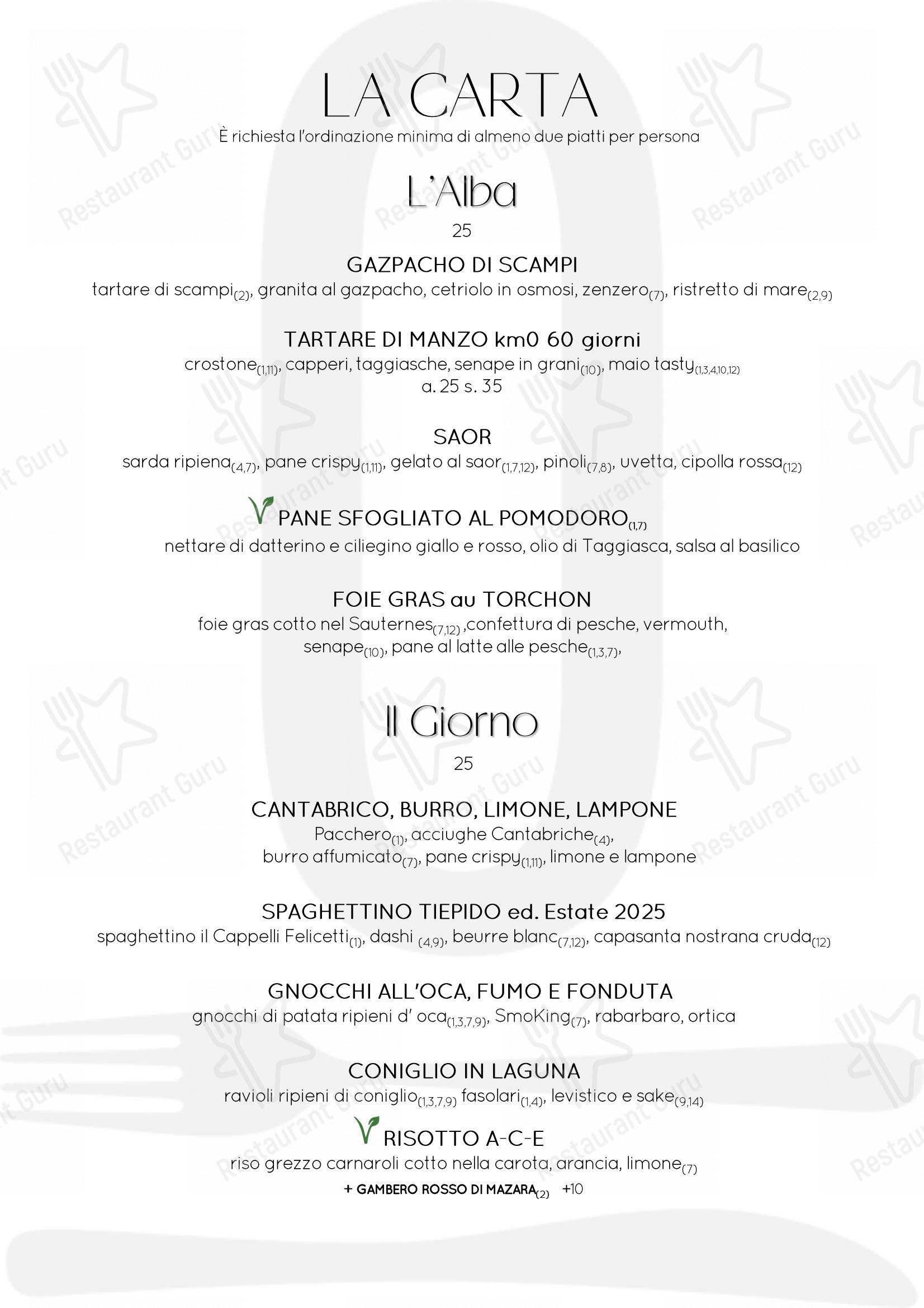Menu di Ristorante Opificio - Ночное меню
