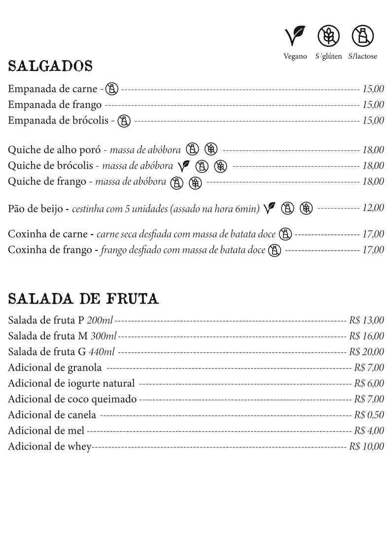 Orgânica cardápio