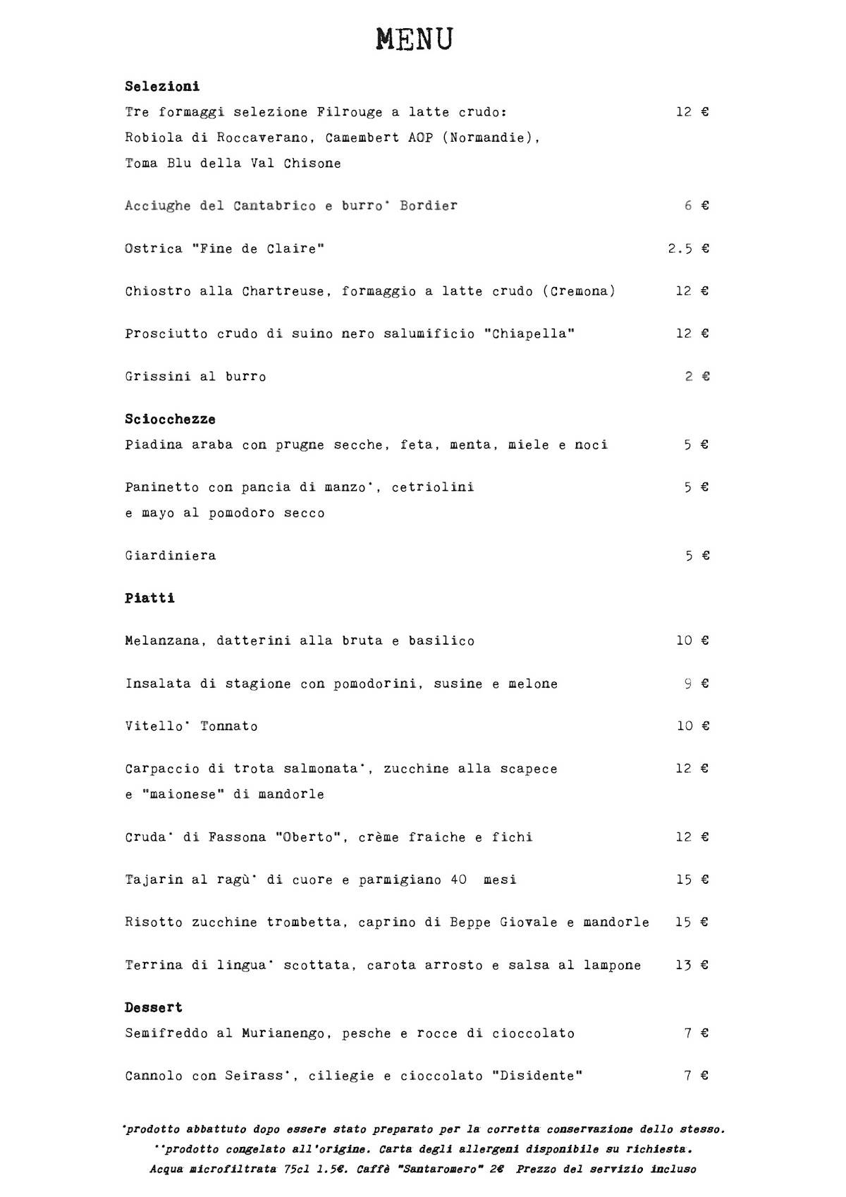 Menu di Orma 