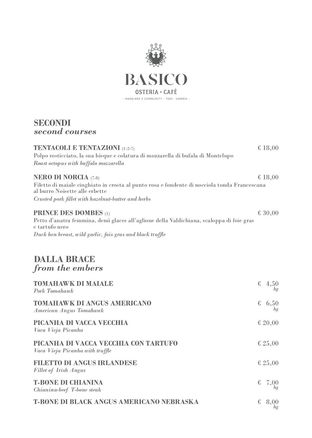 Menu di Osteria Basico Todi Centro 