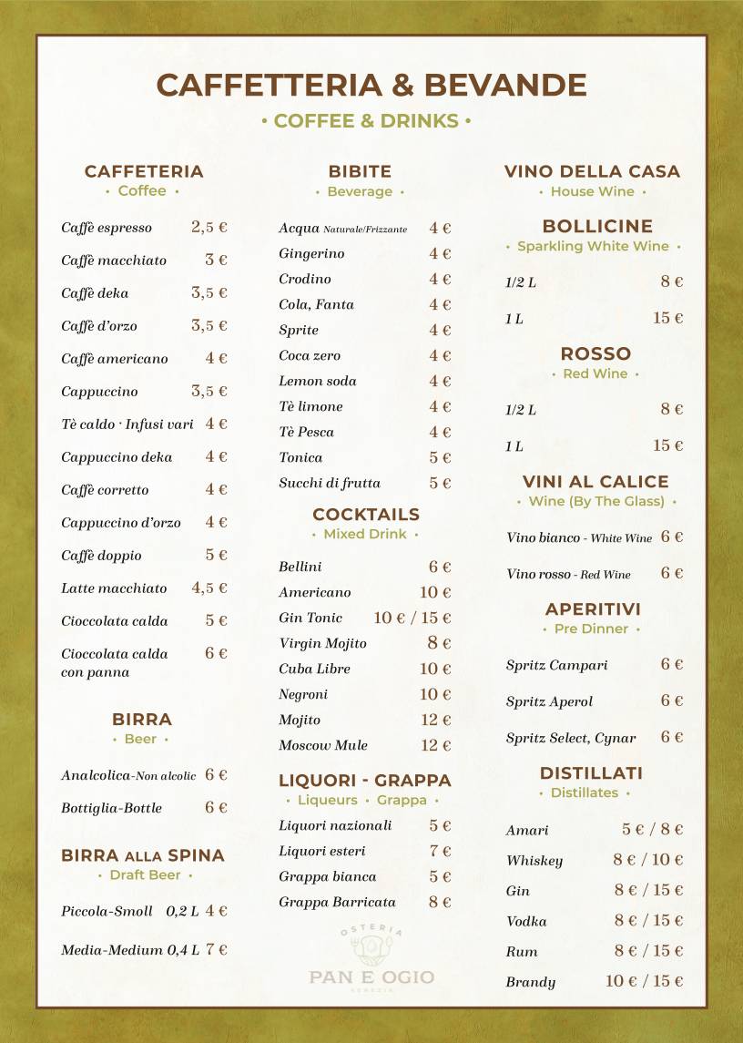 Menu di Osteria Pan e Ogio 
