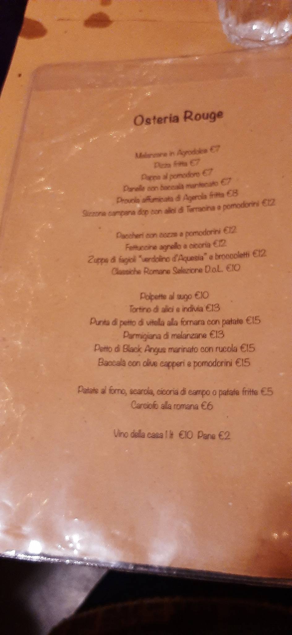 Menu di Osteria rouge 