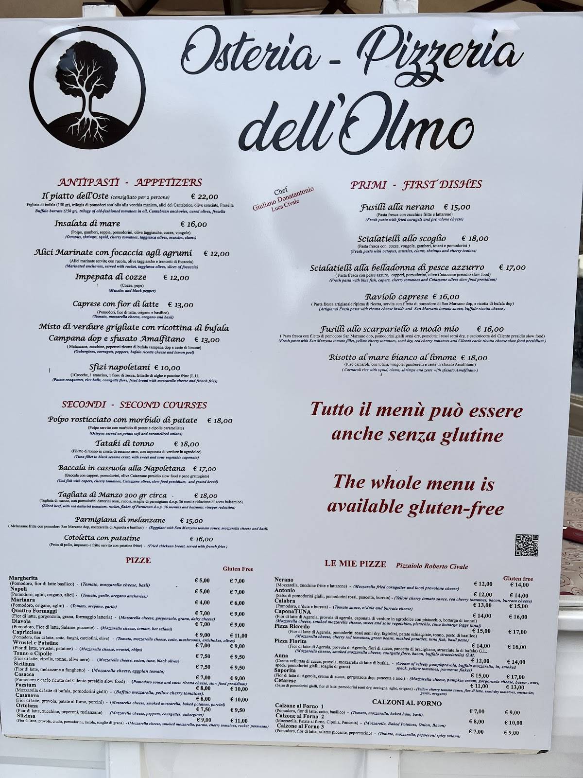 Menu di Osteria e Pizzeria dell'Olmo 