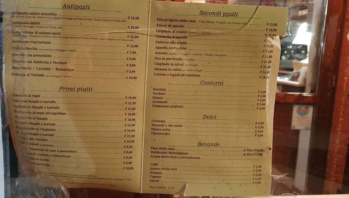 Menu di Osteria del Bottaccione 