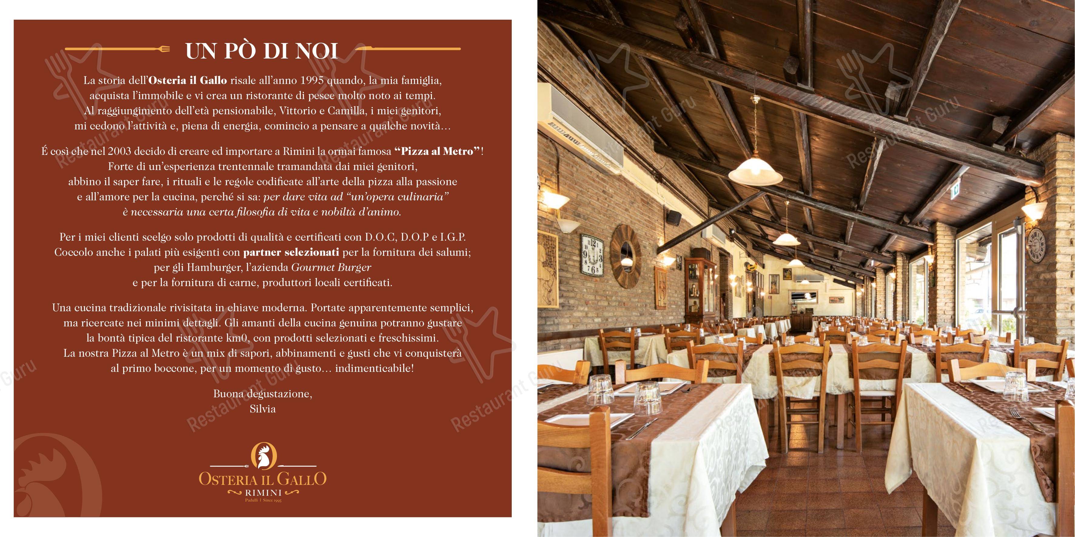 Menu bar per Osteria il Gallo ristorante