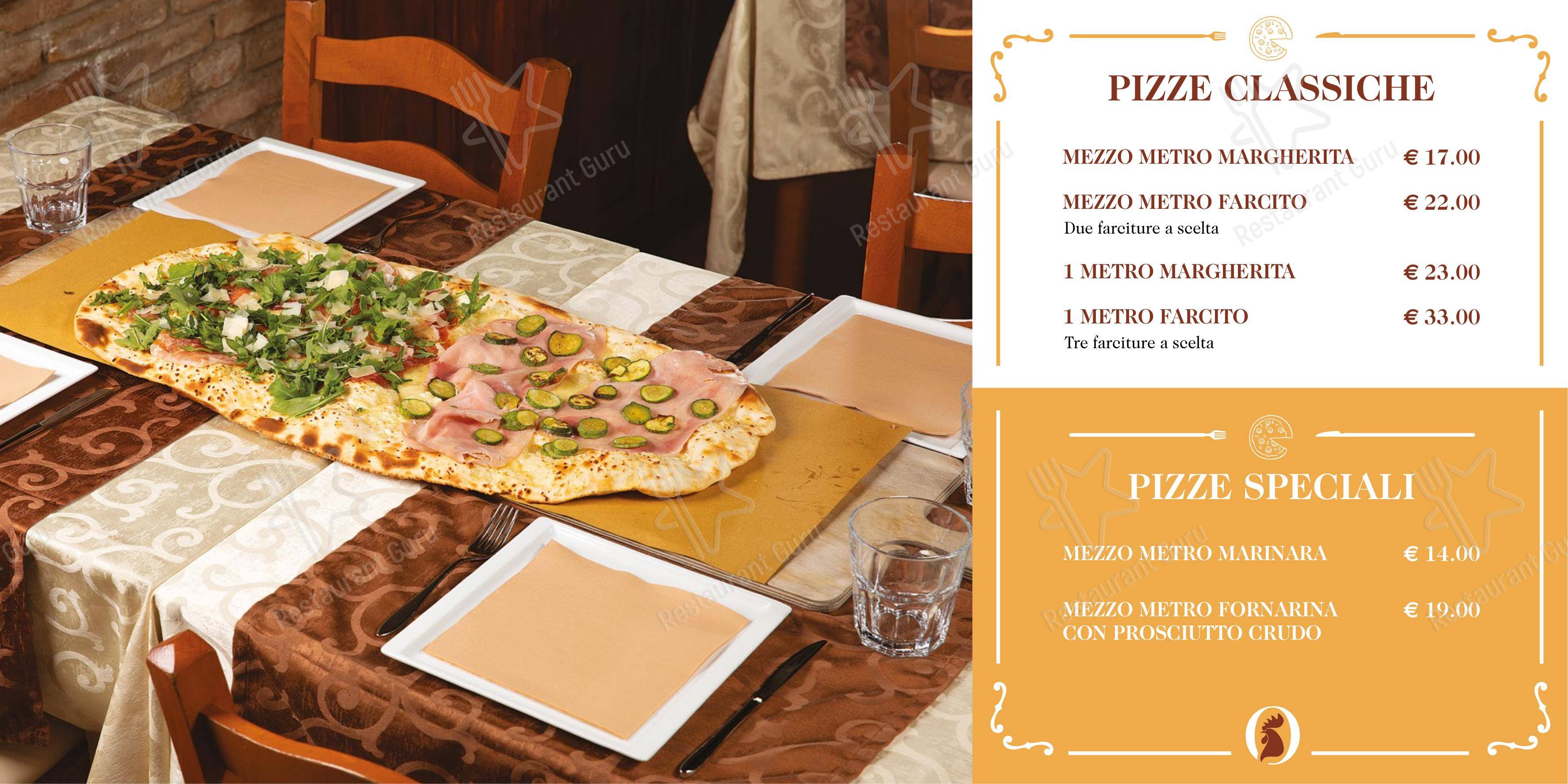 Menu bar per Osteria il Gallo ristorante