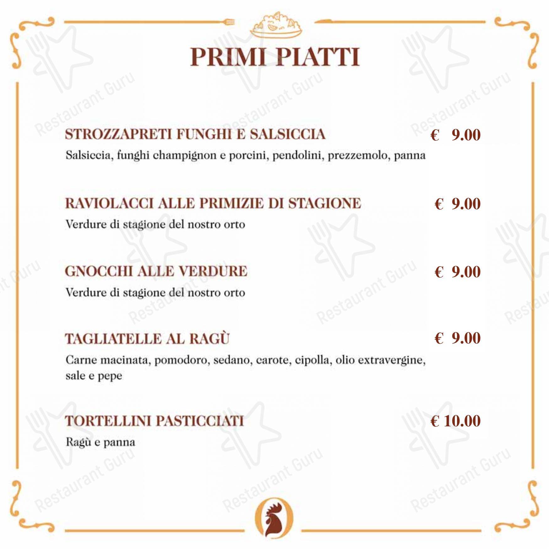 Menu di Osteria il Gallo - Menu