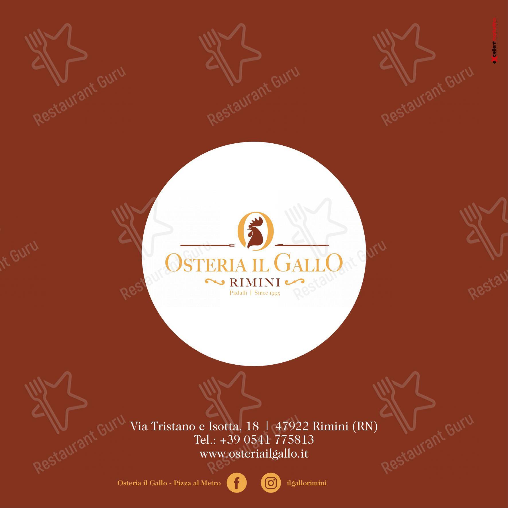 Menu di Osteria il Gallo - Menu bar