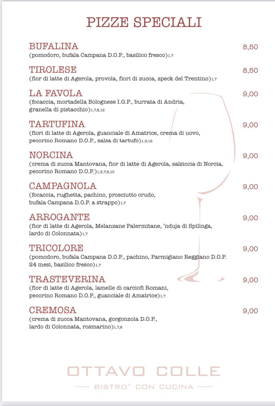 Menu di Ottavo Colle - Bistrot con Cucina 