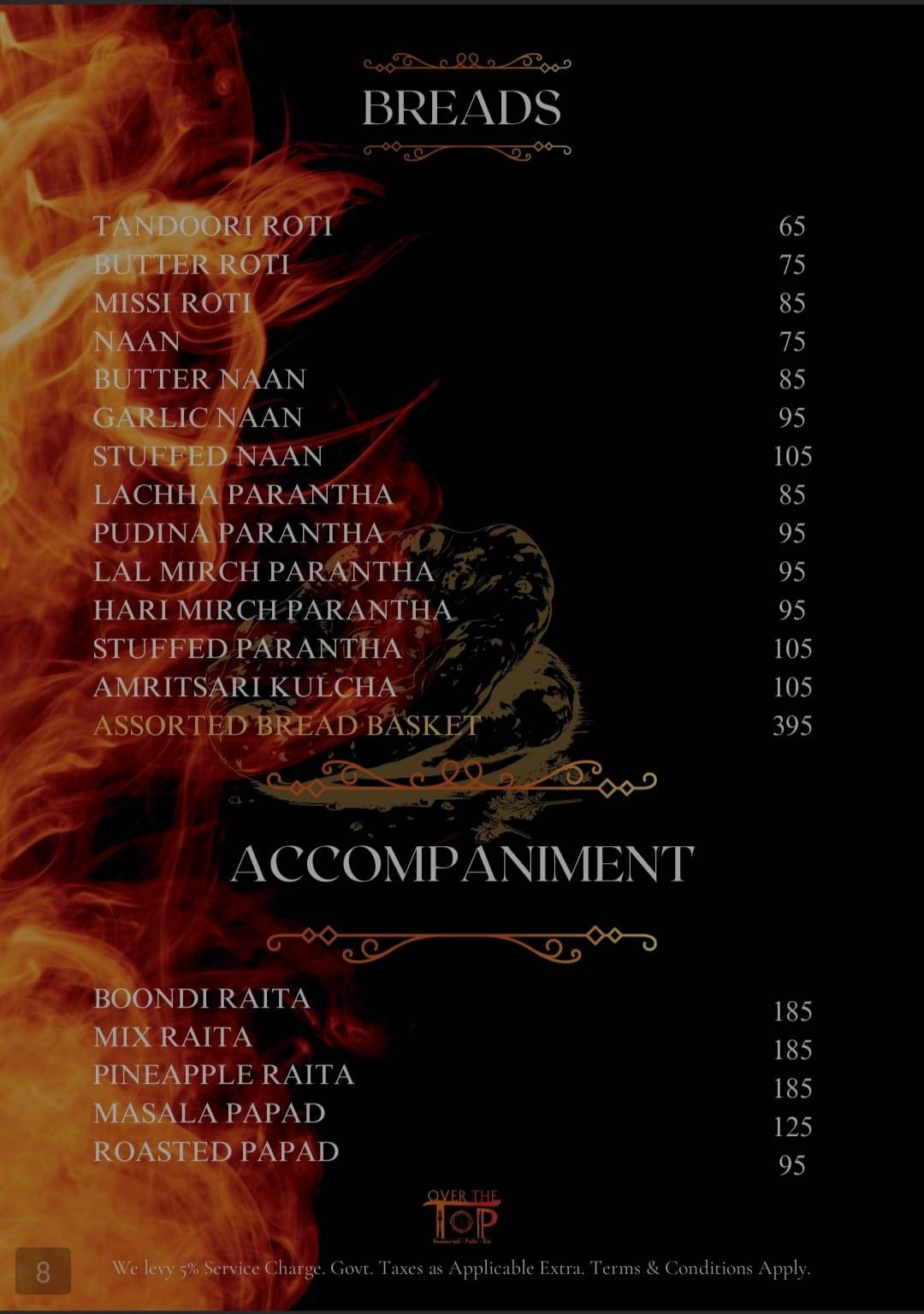 Over The Top Restaurant & BAR- Janakpuri menu