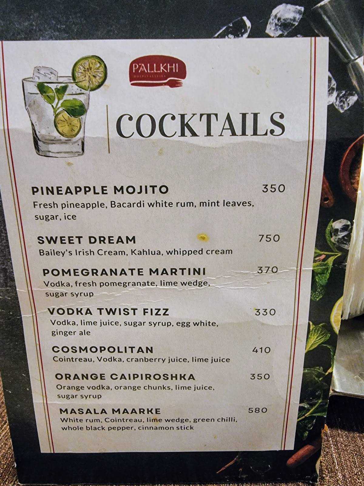 PALLKHI RESTAURANT menu