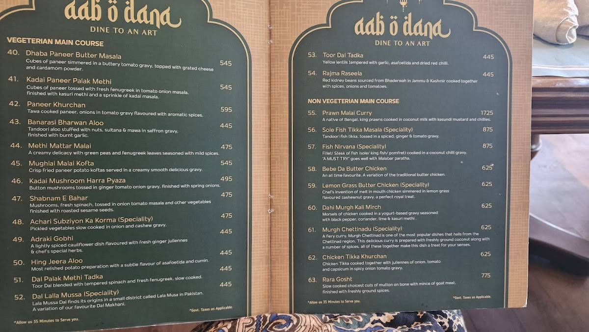 PENINSULA - The Boutique Hotel menu