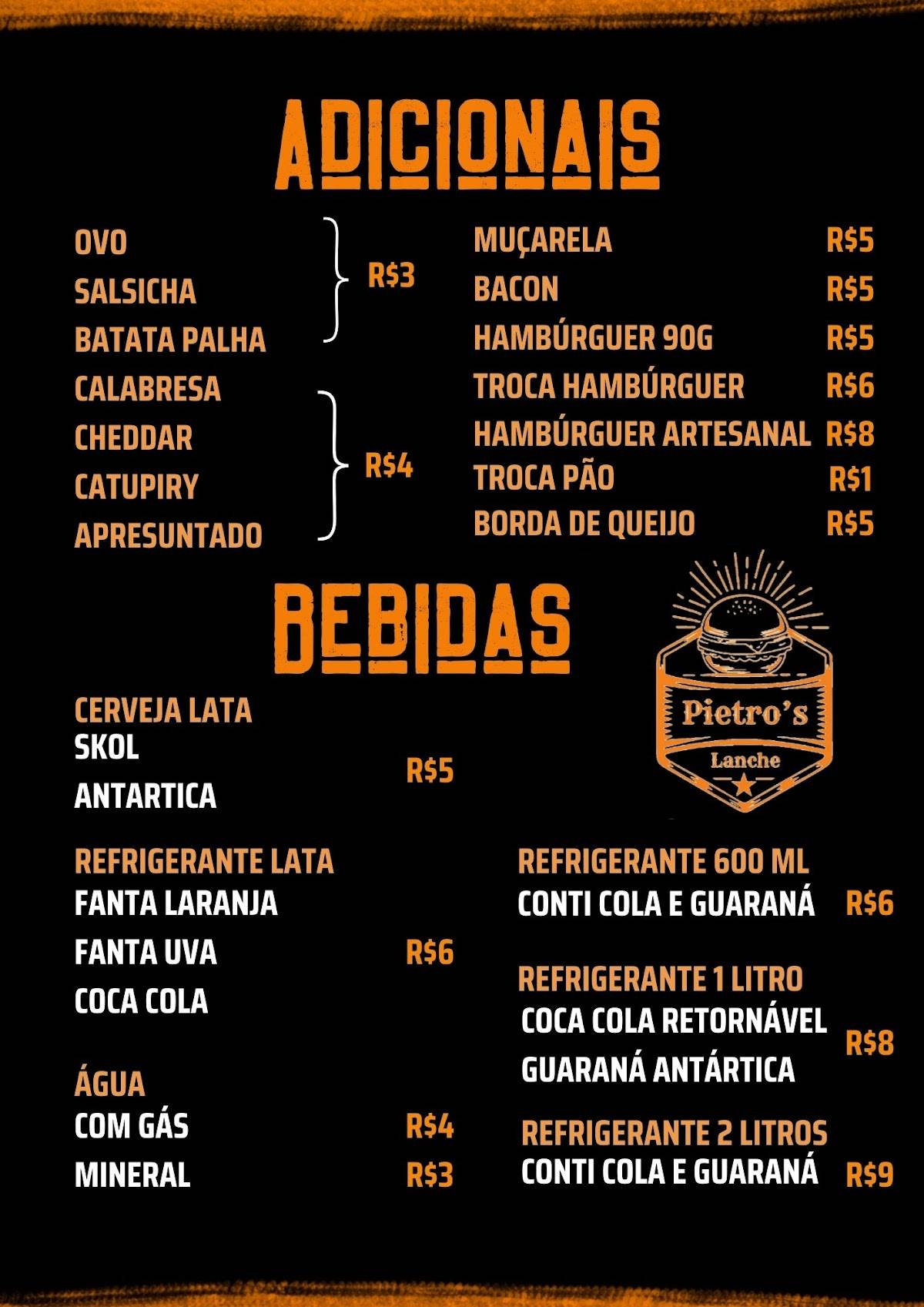 PIETRO'S Lanches e Açai cardápio