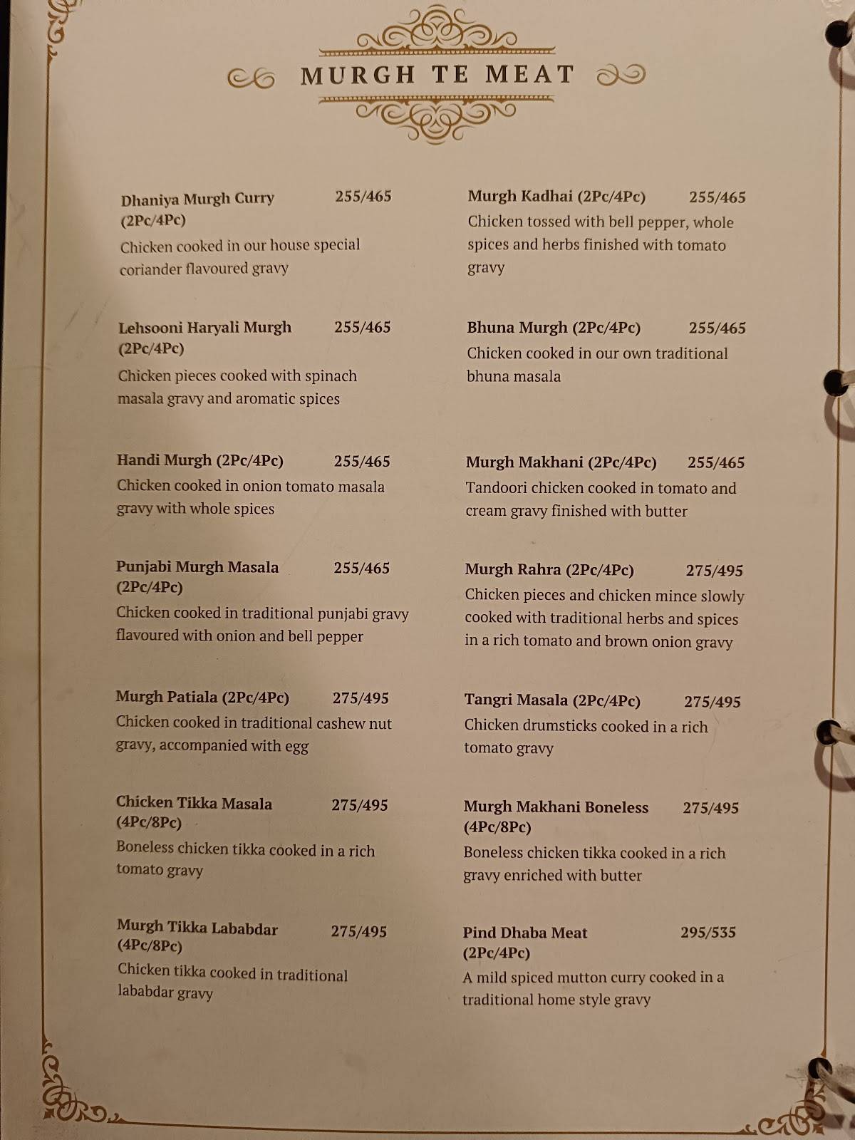 PIND BALLUCHI menu