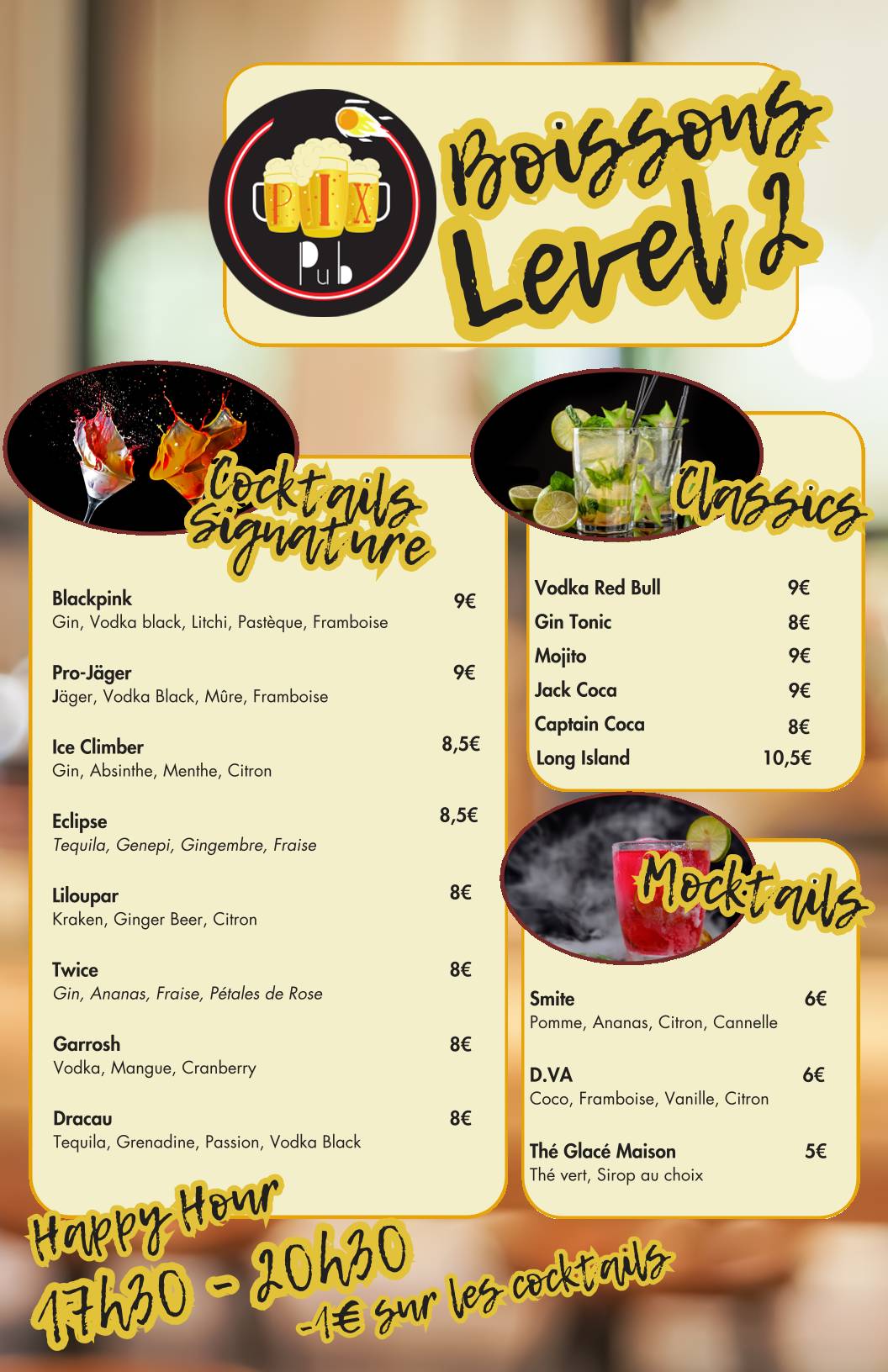 Menu de PIX Pub