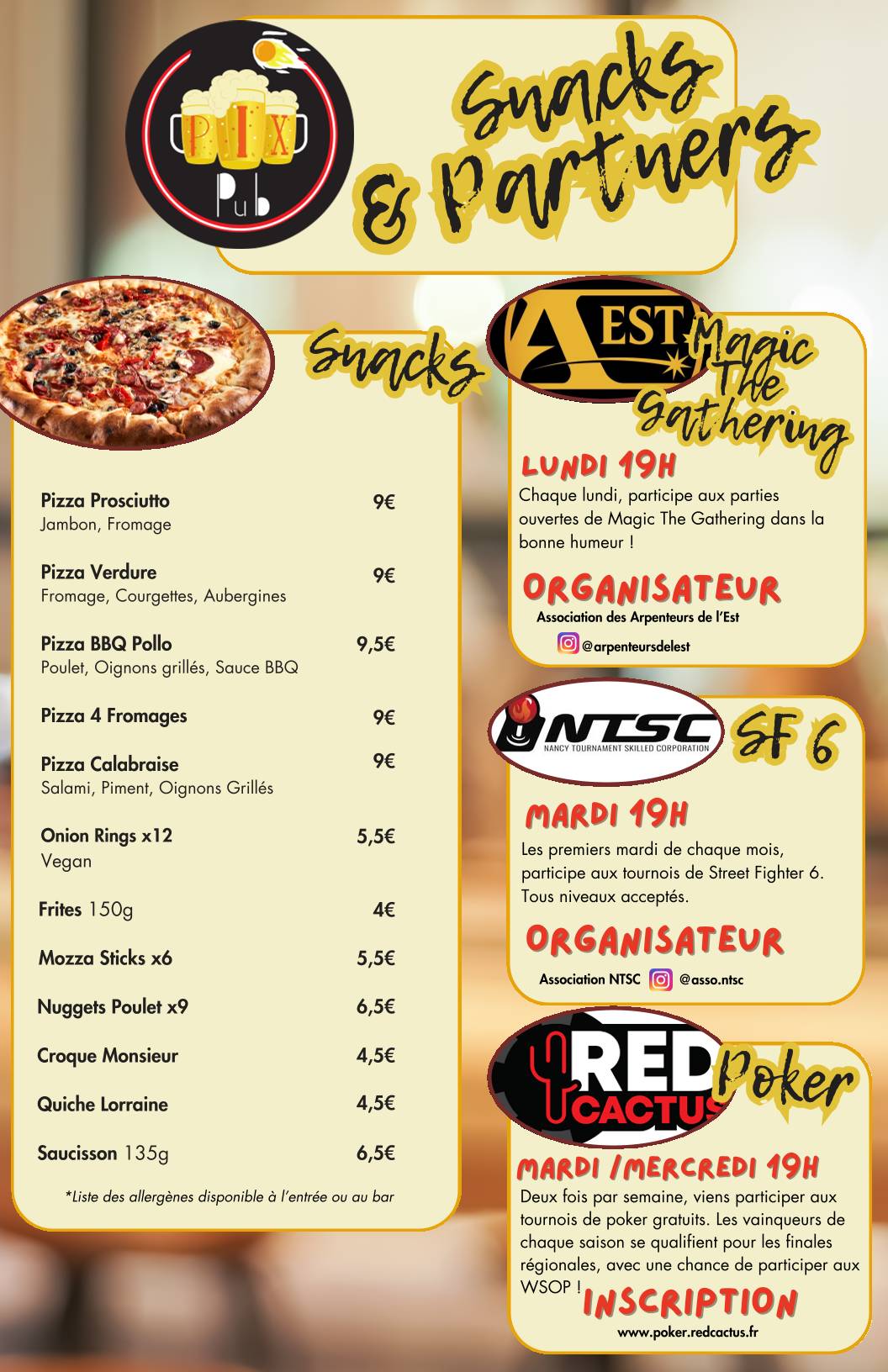 Menu de PIX Pub