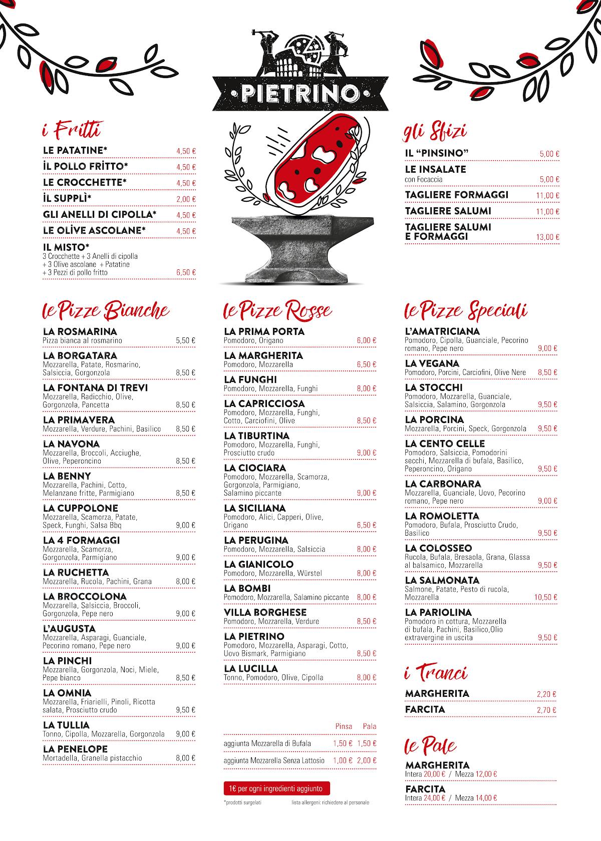 Menu di PIZZERIA PIETRINO 3 S.M. degli Angeli 