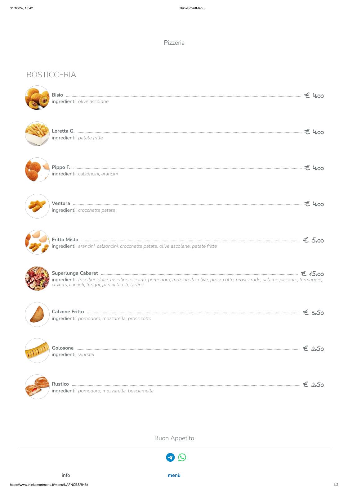 Menu di Cabaret 
